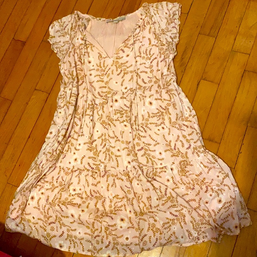Loft XSP extra small petite pink flower dress